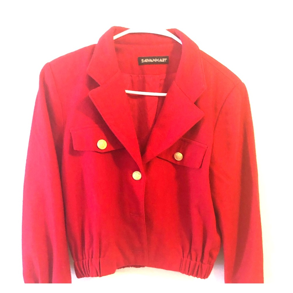 Size 6 Savannah red wool cropped jacket